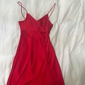 Red silk Zara midi gown